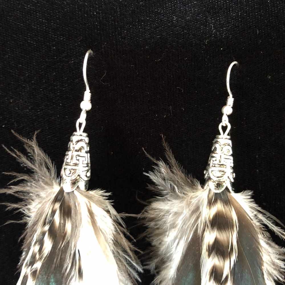 (SOLD) Real Feather Earrings ~ Boho Earrings - Picture 5 of 6